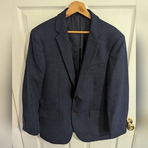 J. Crew Mens Blazer Size 40 Thompson Navy Blue Jacket Metal Button Wool Blend - Picture 1 of 4
